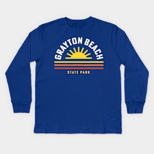 Grayton Beach State Park Florida Retro Vintage Stripes Sunset Kids Long Sleeve T-Shirt